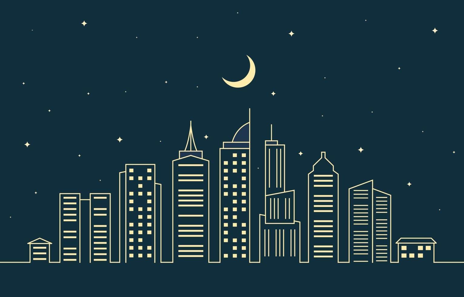 noche ciudad urbana edificio paisaje urbano paisaje línea ilustración vector