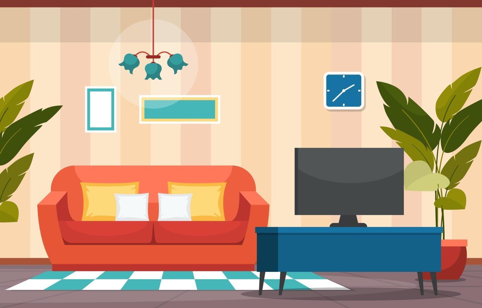 Tropical Houseplant Green Decorative Plant in Living Room Illustration vector