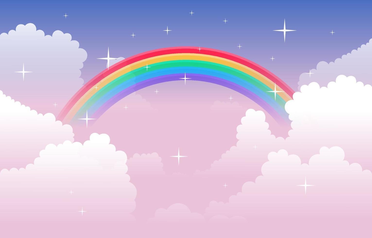 Beautiful Colorful Rainbow Cloud Sky Nature Illustration vector