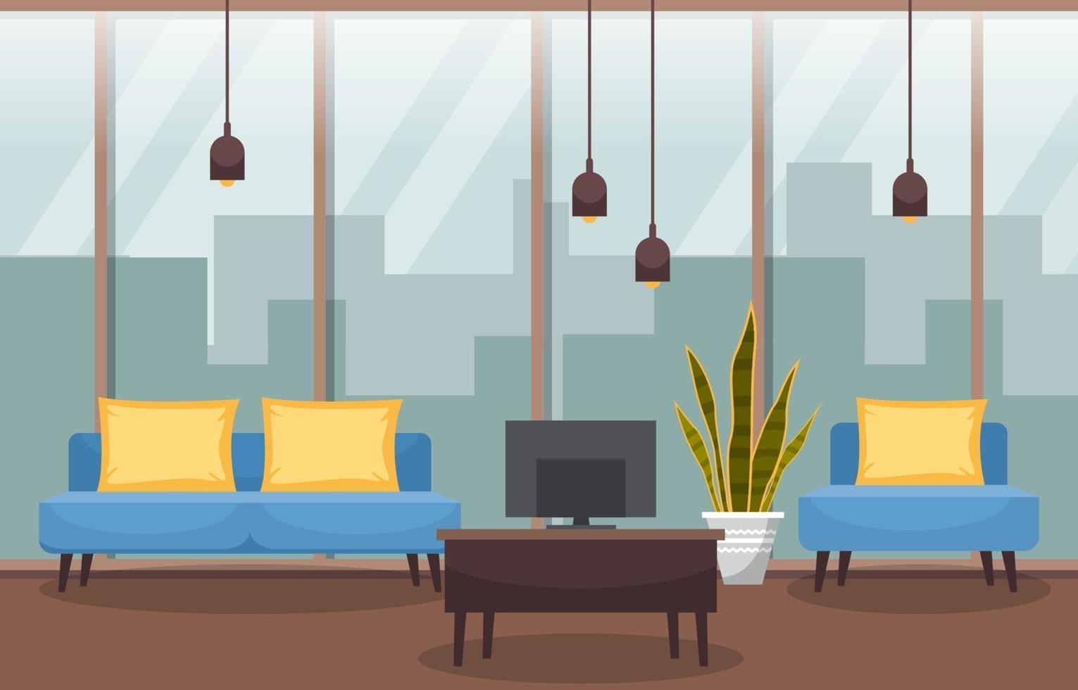 planta de interior tropical planta decorativa verde en la ilustración de la sala de estar vector