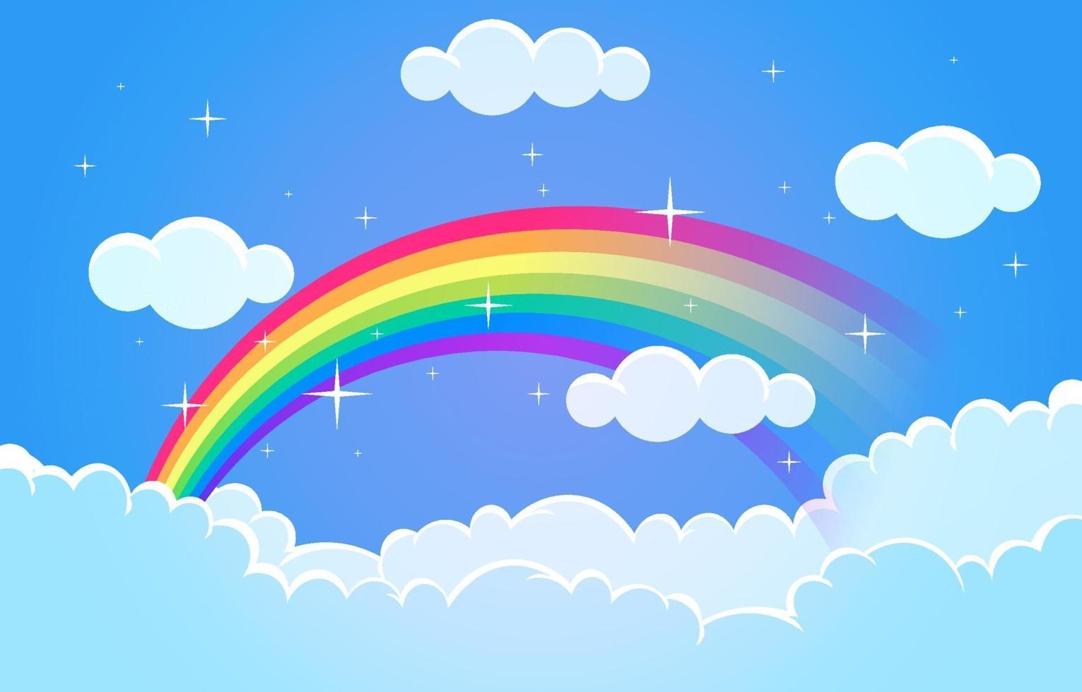 Beautiful Colorful Rainbow Cloud Sky Nature Illustration vector