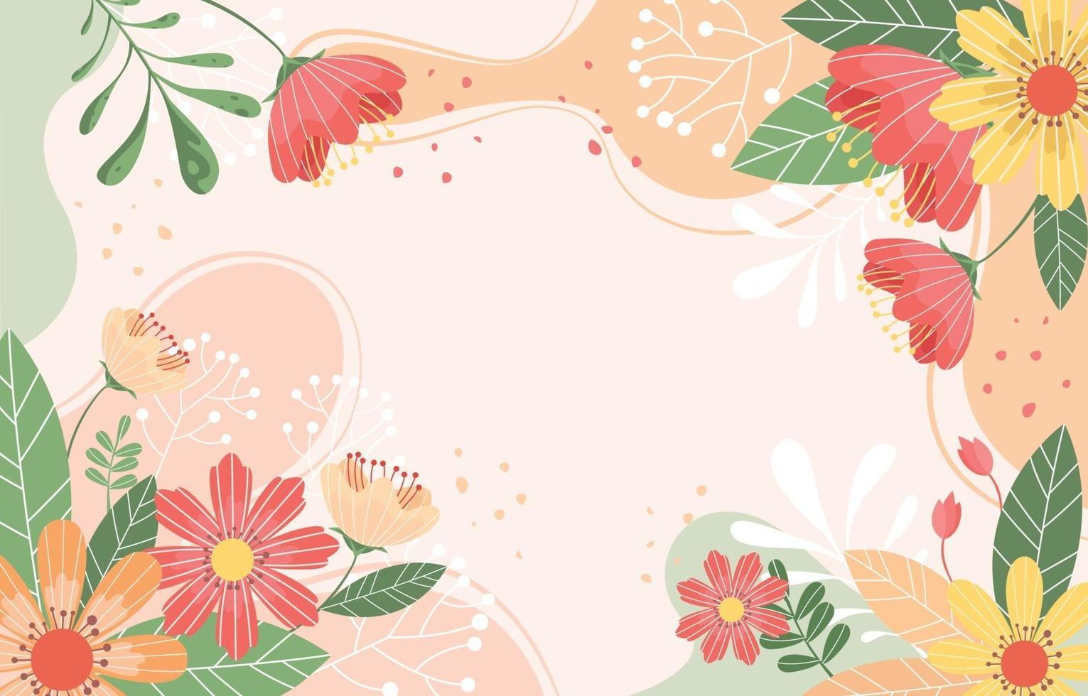 hermoso fondo floral primaveral en tono melocotón vector