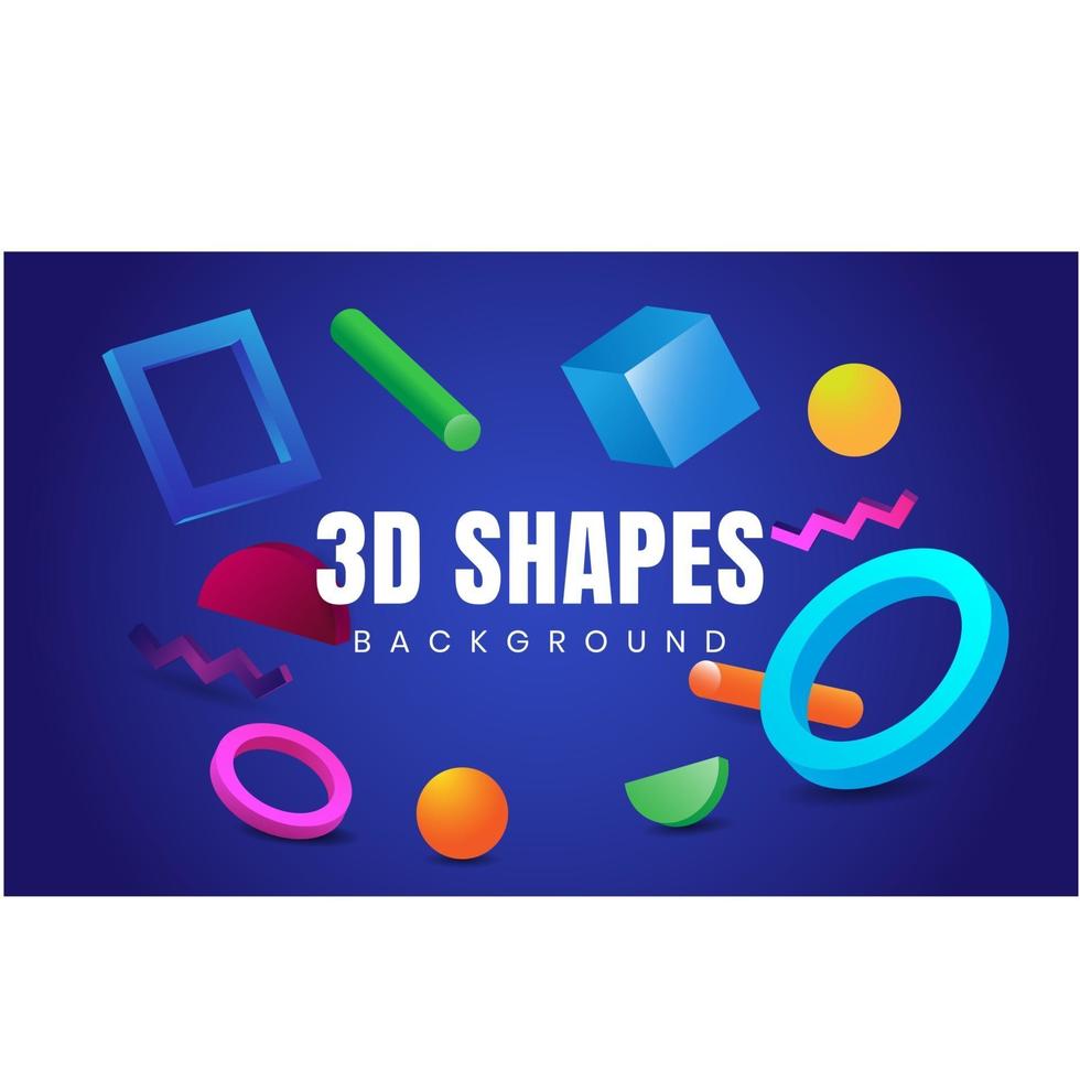 3D effect shapes background design vector