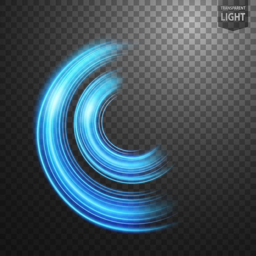 Abstract blue line of light with blue sparks, on a transparent background, isolated and easy to edit vector