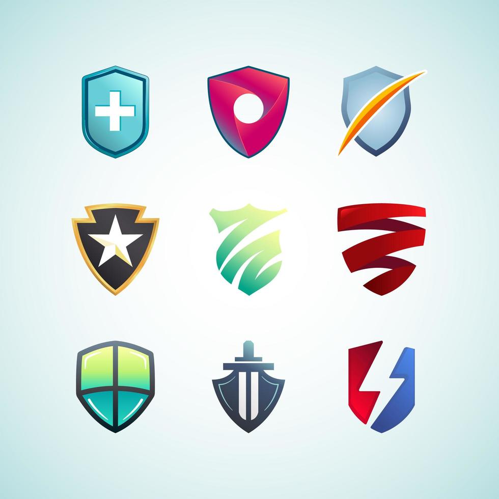 Colorful Shield Logo Concepts for Multiple Purposes vector