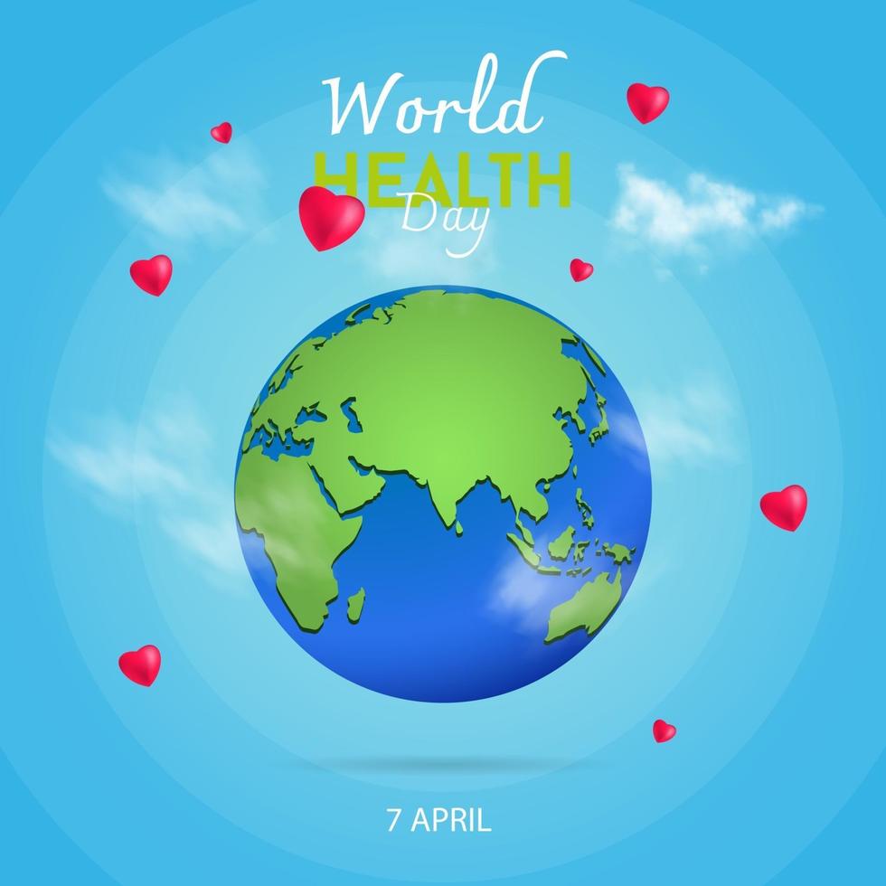 world health day heart background Free Vector