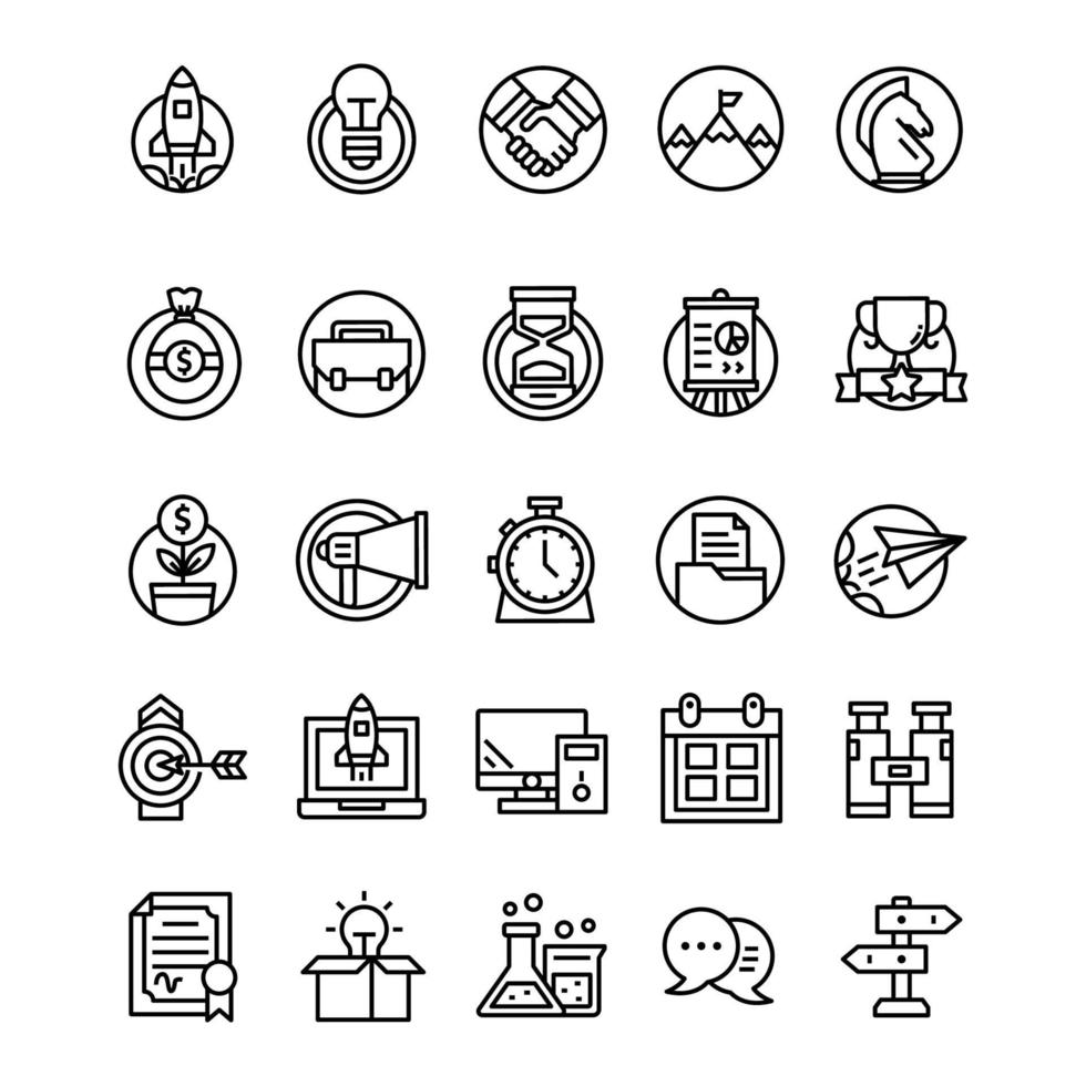 Set of Startup icons with line art style vector