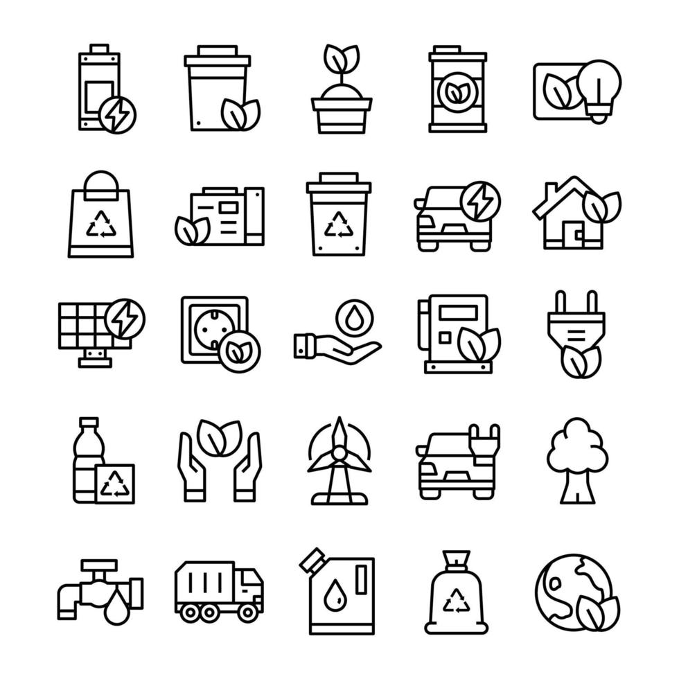 Set of Environment icons with line art style. vector