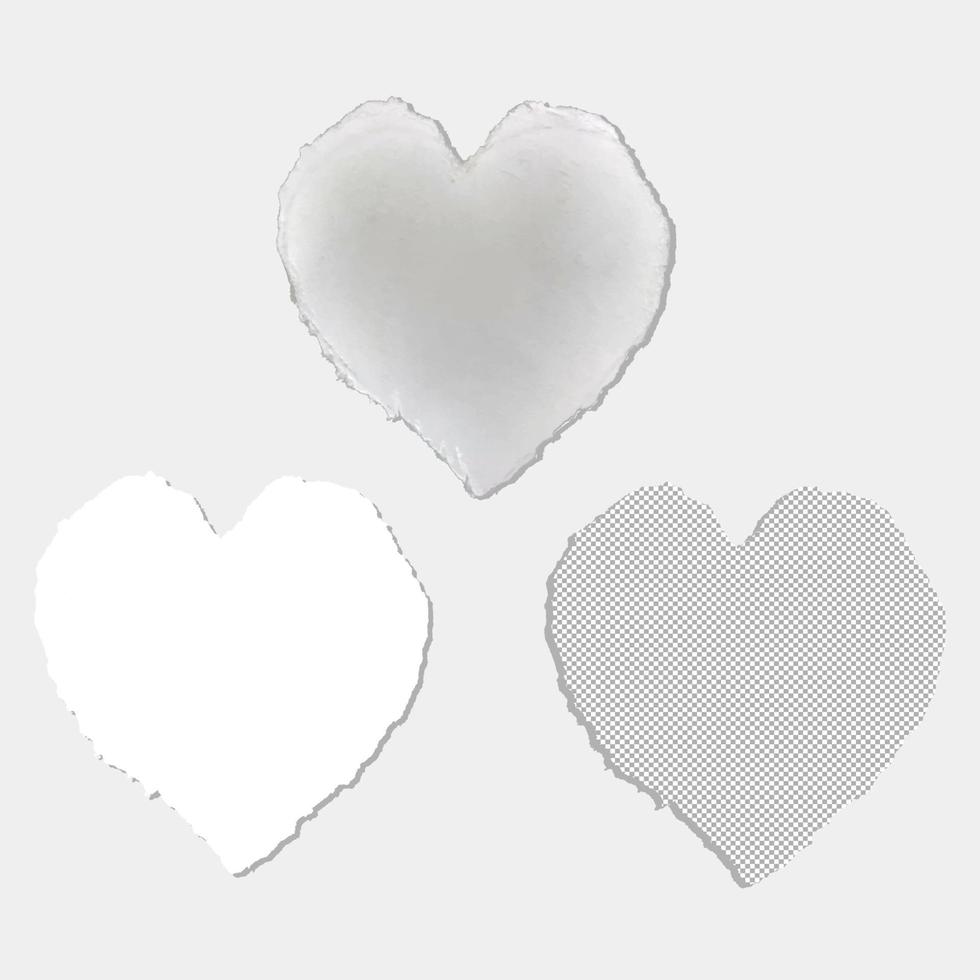 Three love shapes of torn paper vector