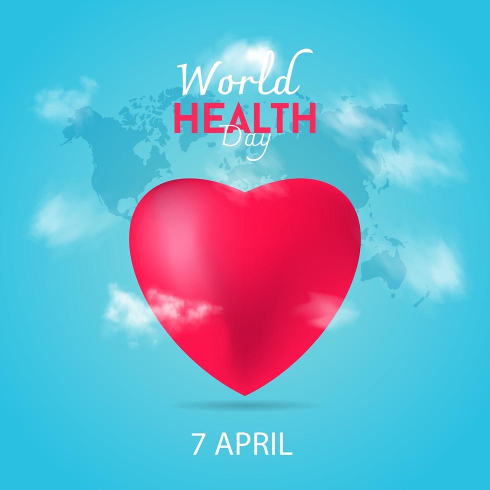 world health day heart background vector