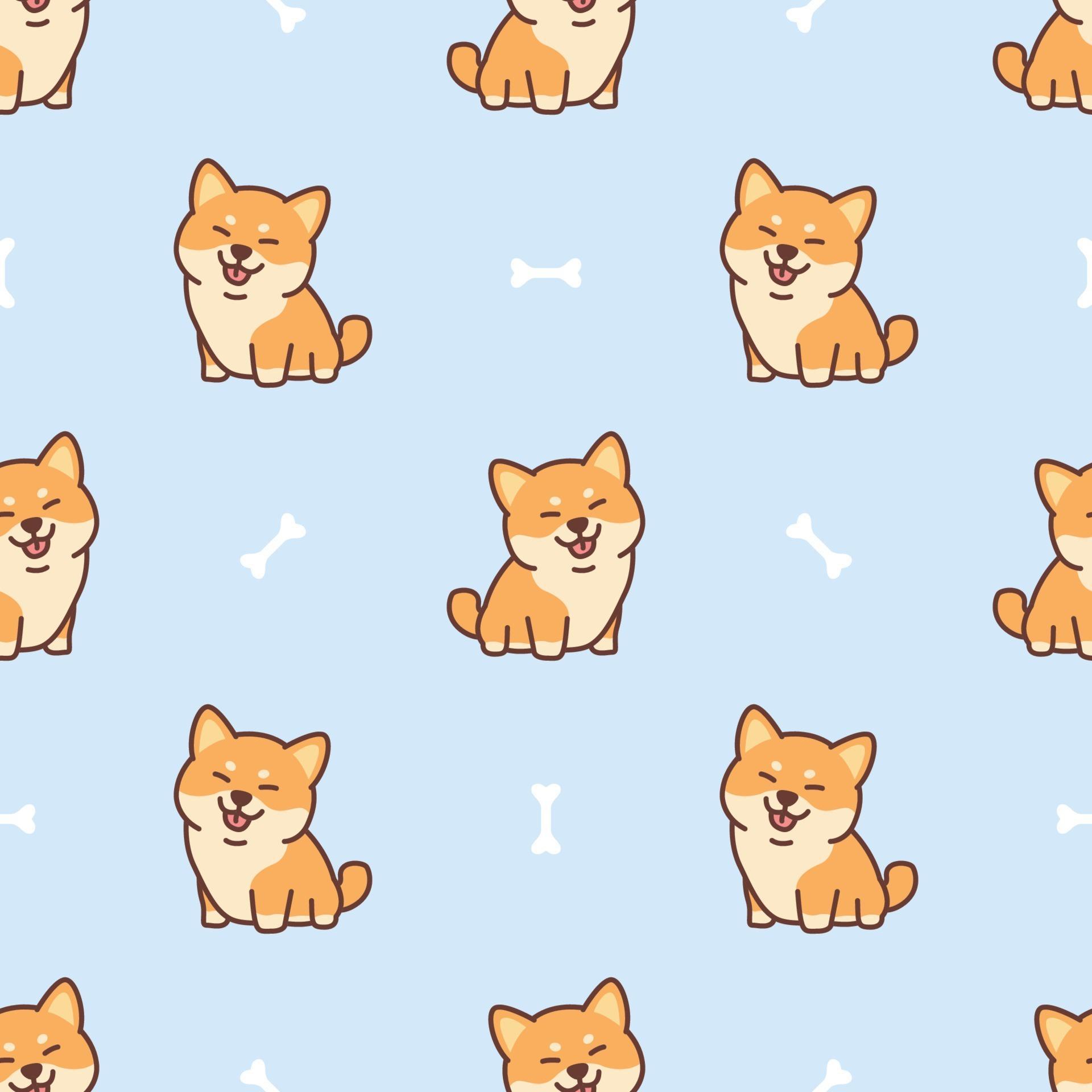 Cute shiba inu dog cartoon seamless pattern, vector illustration 2081971 Vector Art at Vecteezy