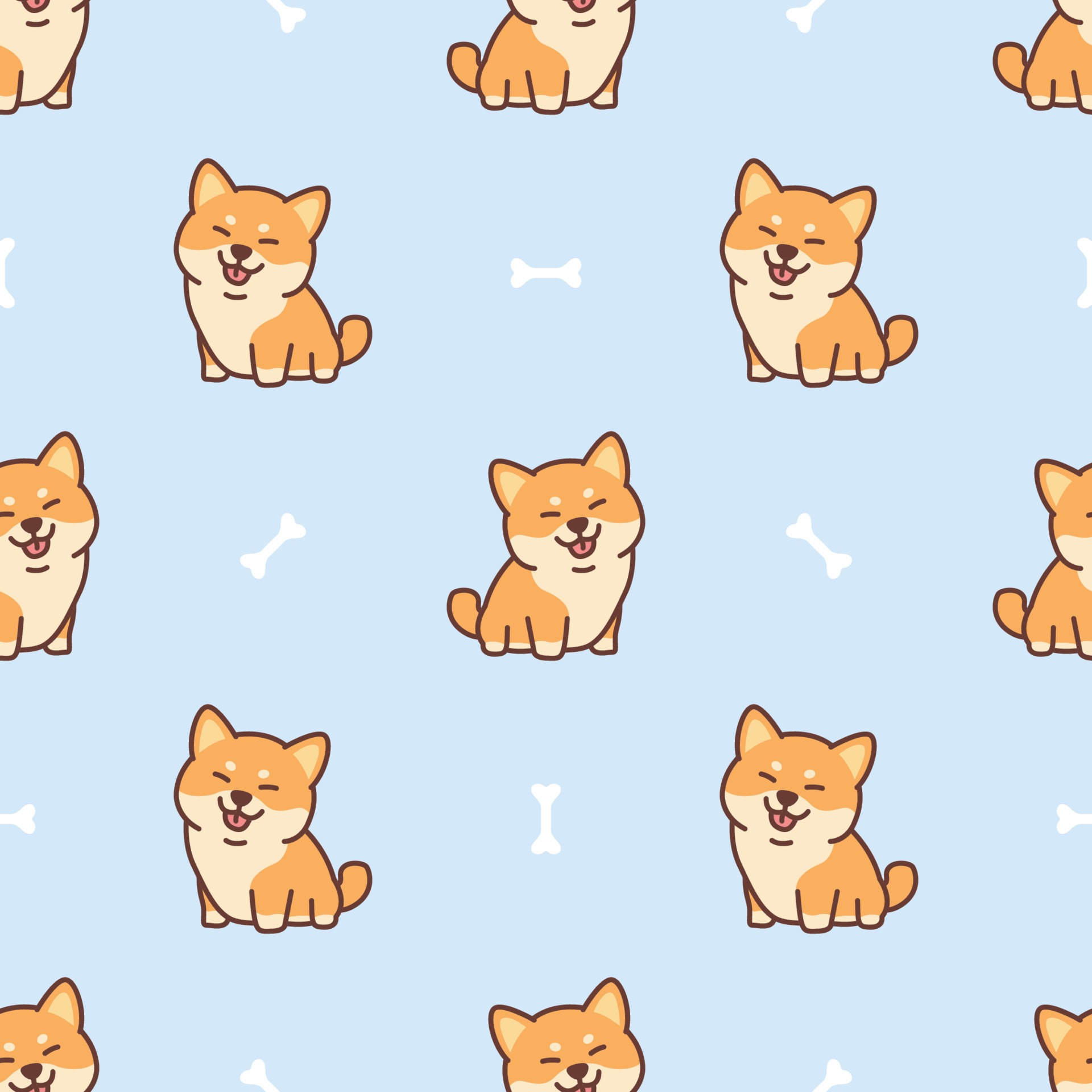 Cute Shiba Inu Dog Cartoon Seamless Pattern Vector Illustration Vector Art At Vecteezy