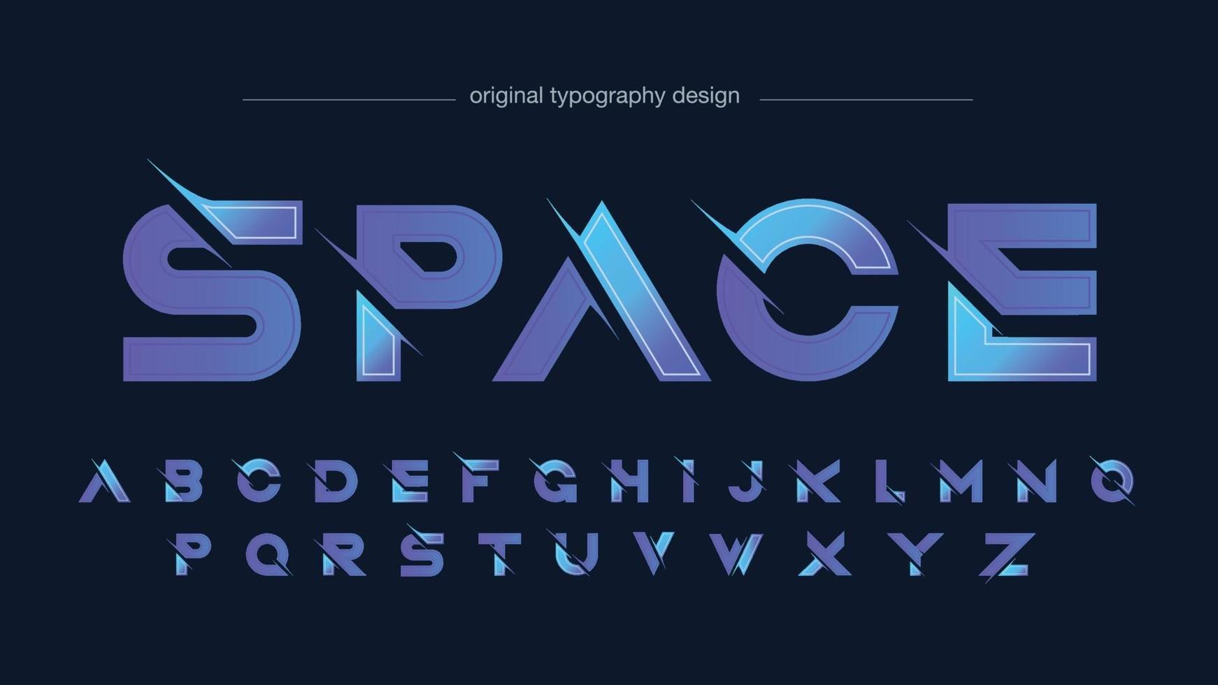 tipografía futurista moderna en rodajas moradas vector