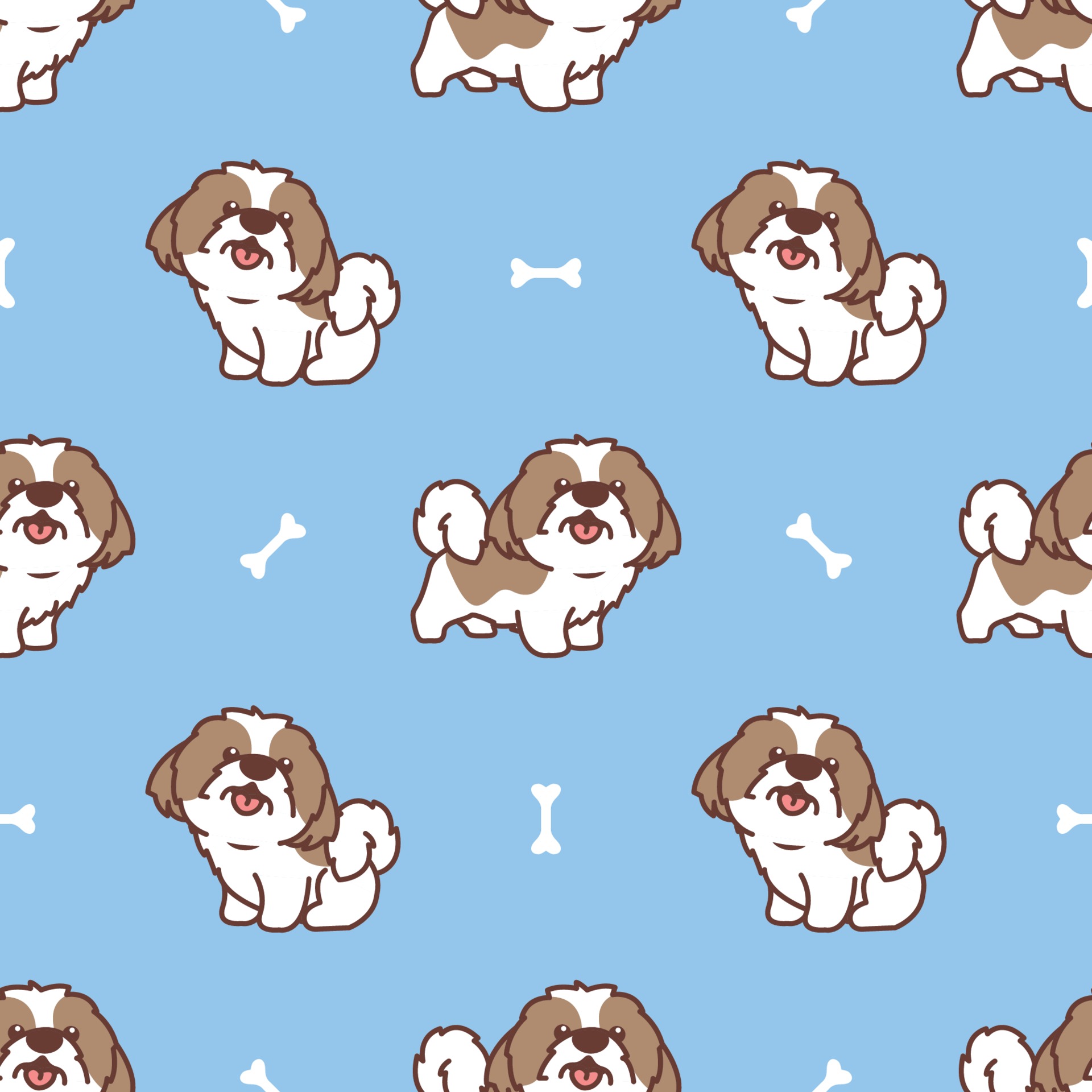 Cute shih tzu dog cartoon seamless pattern, vector illustration 2082002