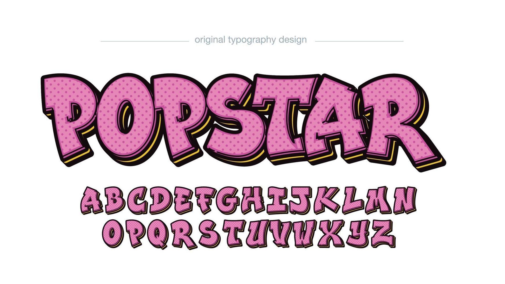 tipografía de graffiti de dibujos animados en negrita linda rosa vector