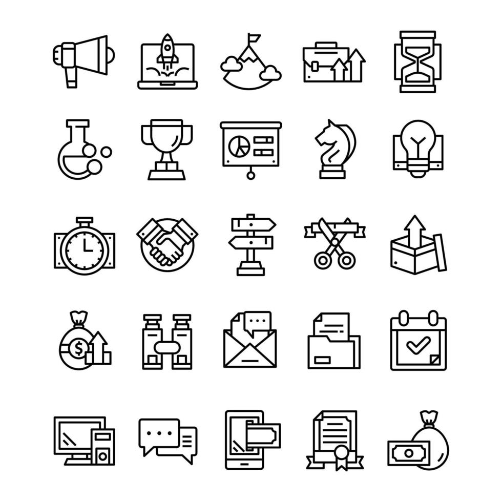 Set of Startup icons with line art style vector