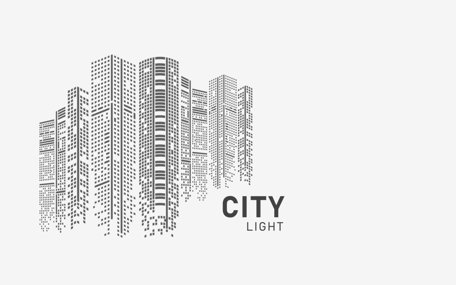 Ilustración de vector de horizonte de la ciudad paisaje urbano creado por la posición de ventanas negras sobre fondo blanco