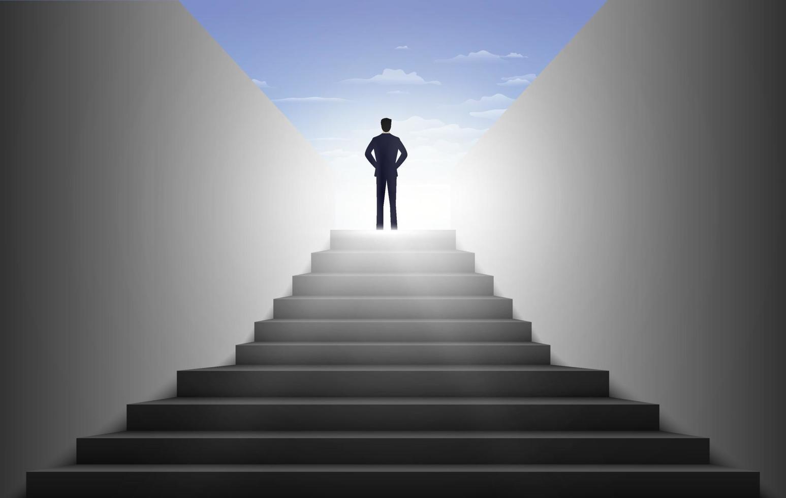 hombre de negocios, subir escaleras, ambiciones, concepto, .vector, ilustración vector