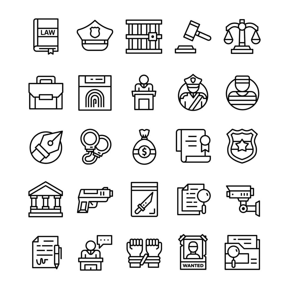 Set of Justice icons with line art style. 2082095 Vector Art at Vecteezy