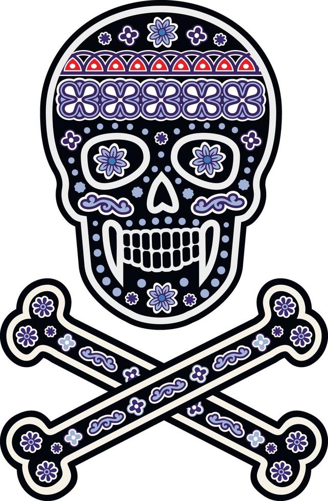 patrón de calavera de azúcar mexicana, diseño vintage para camisetas vector