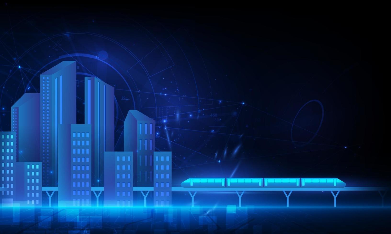ciudad inteligente y red de comunicación inalámbrica, red inalámbrica 5g y concepto de ciudad inteligente. vector