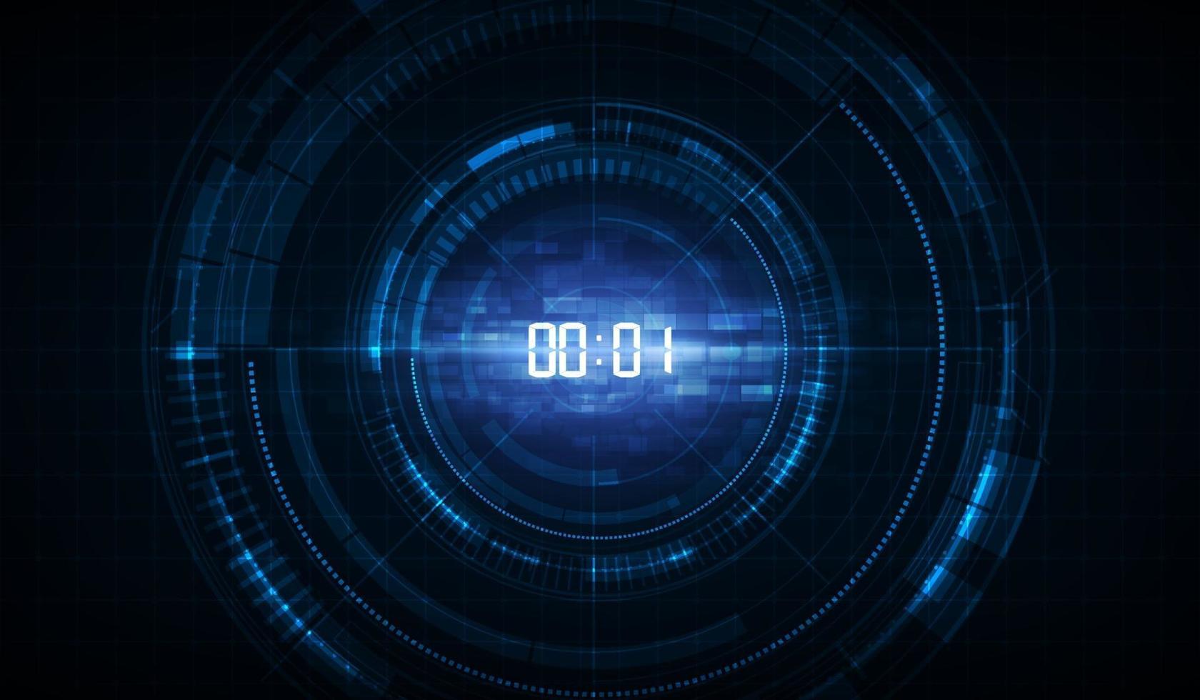 Abstract Futuristic Technology Background with Digital number timer concept and countdown, vector transparent