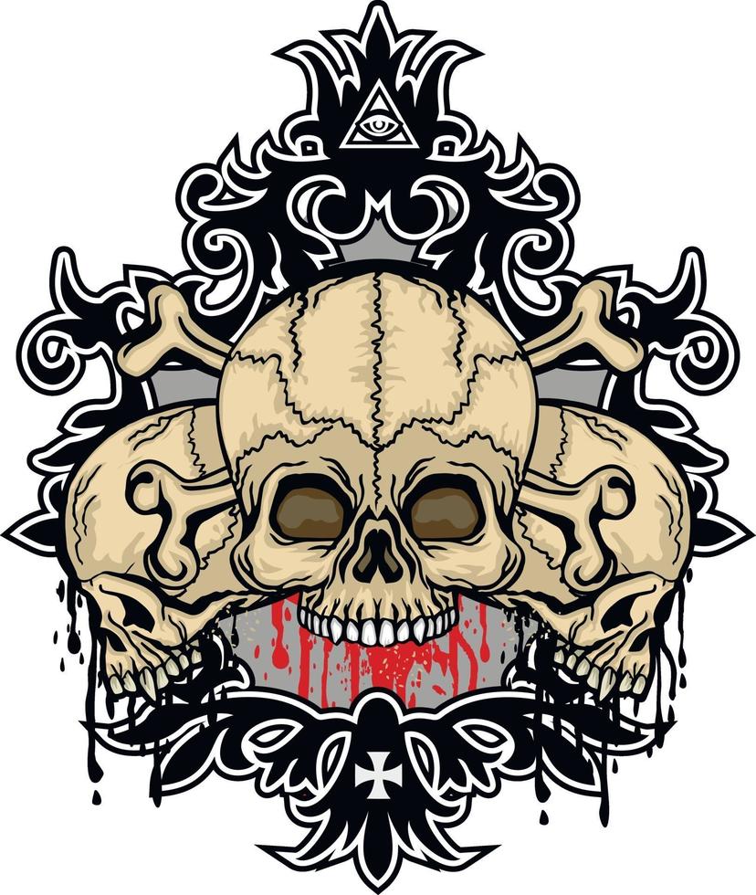 Gothic sign with skull, grunge vintage design t shirts