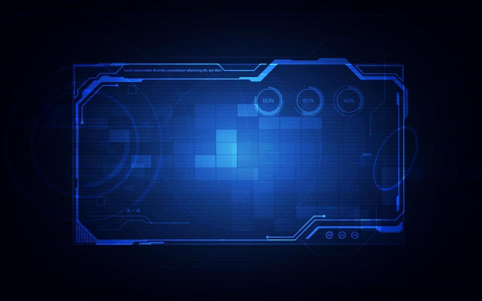 HUD, UI, GUI futuristic user interface screen elements. High tech screen for video game. Sci-fi concept design. vector