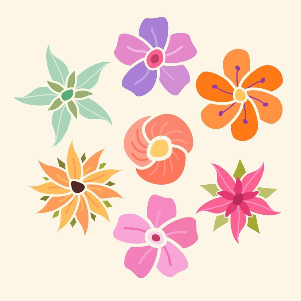 Bundle Cute Colorful Pastel Flower vector