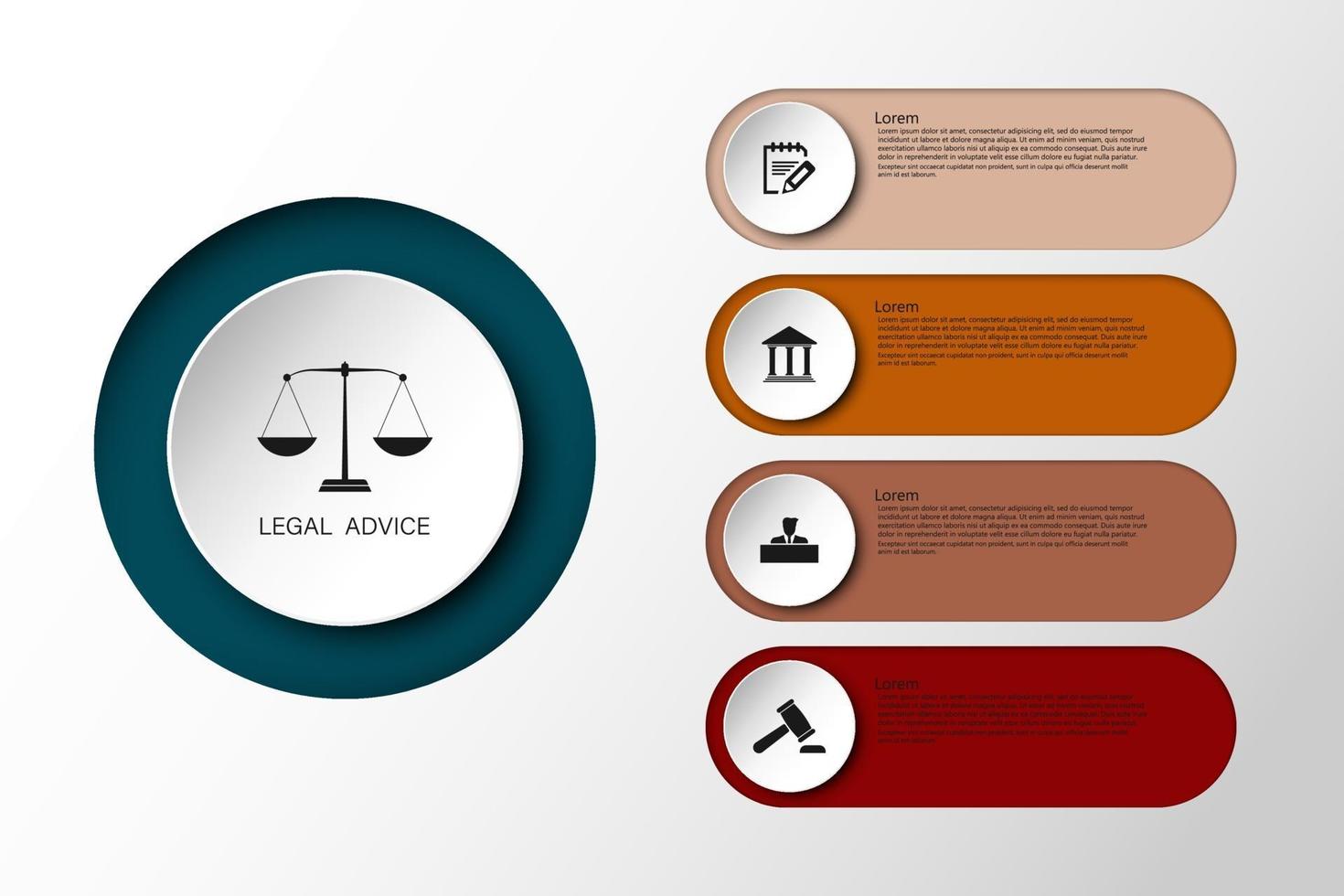 información de la ley para la justicia caso veredicto de la ley martillo legal martillo de madera símbolo de subasta de la corte del crimen. infografia vector