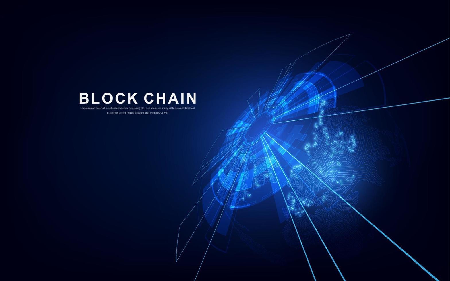 Blockchain technology with global connection concept suitable for financial investment or crypto currency trends business vector