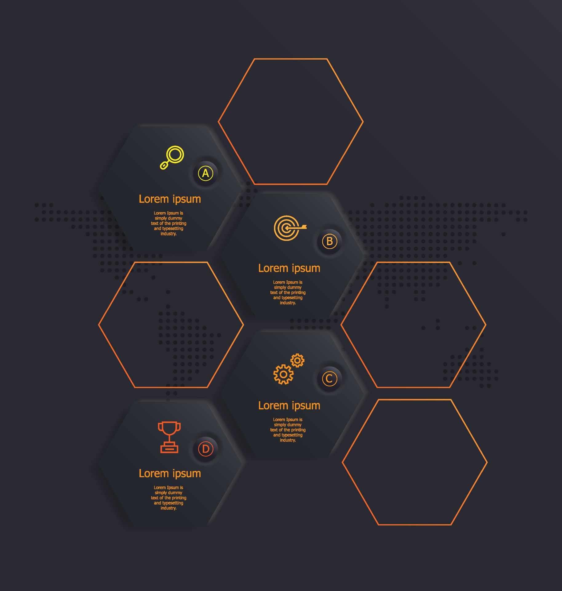abstract soft ui hexagon infographics 4 steps for business and ...