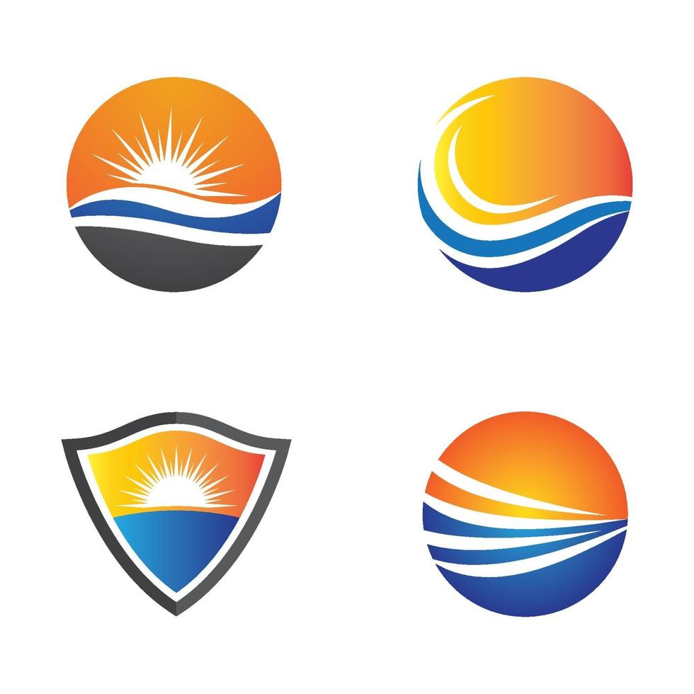 Sunset beach logo images set vector