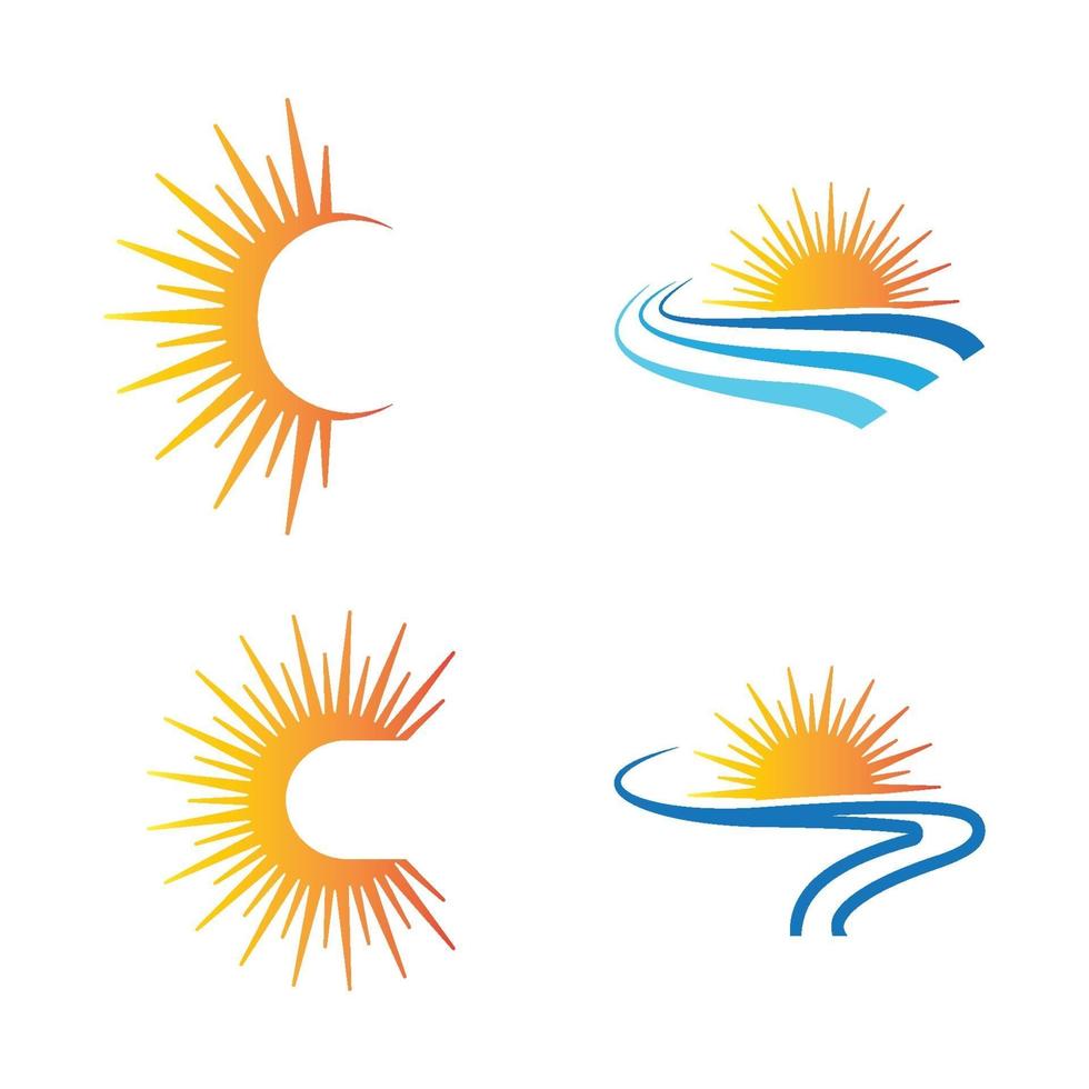 Sunset beach logo images set vector