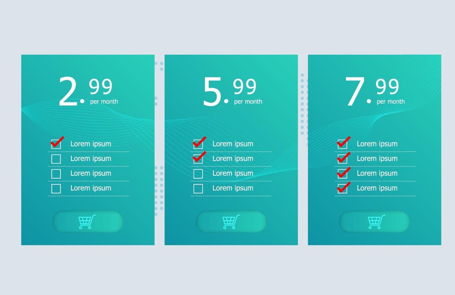 price table template background vector
