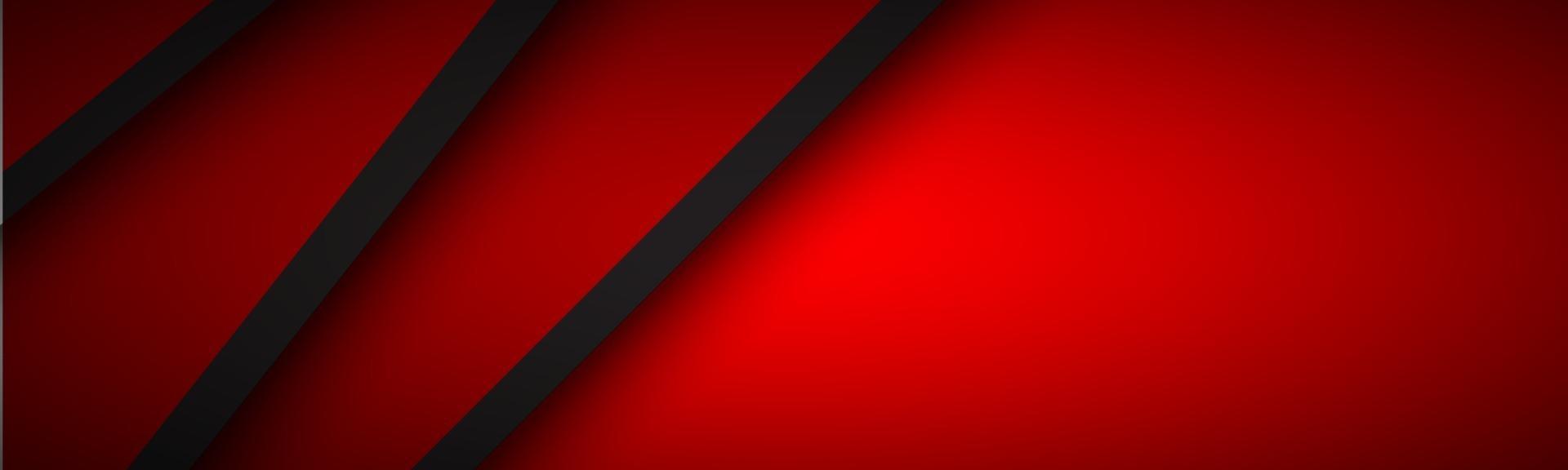 Abstract header with red and black layers above each other. Modern design banner for your business. Vector illustration with oblique stripes and lines