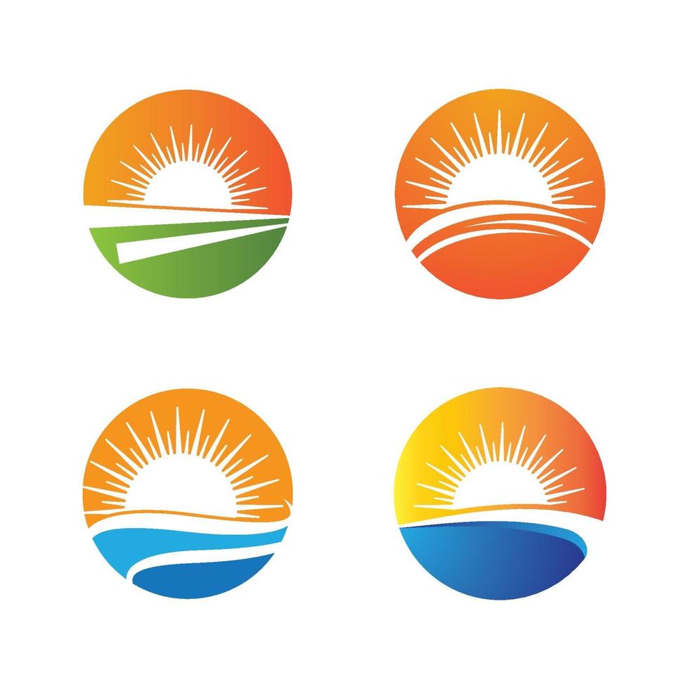 Sunset beach logo images set vector