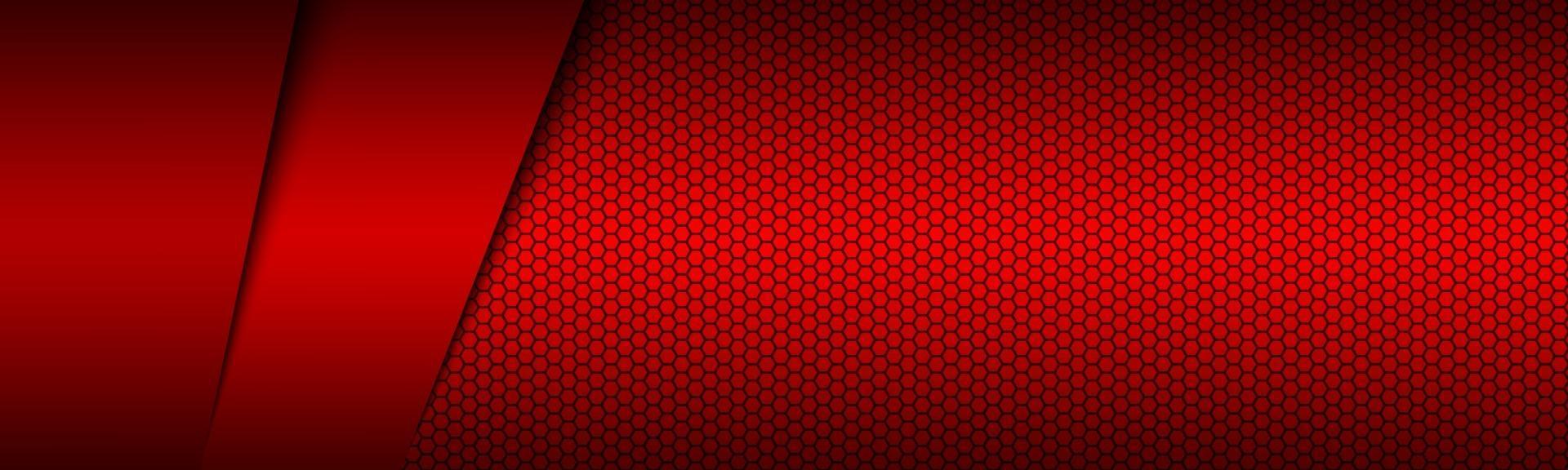 Red modern material header with polygoal grid. Corporate banner for your business. Vector abstract widescreen background