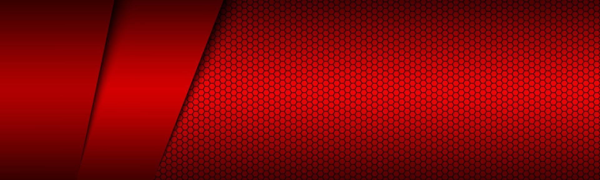 Red modern material header with polygoal grid. Corporate banner for your business. Vector abstract widescreen background