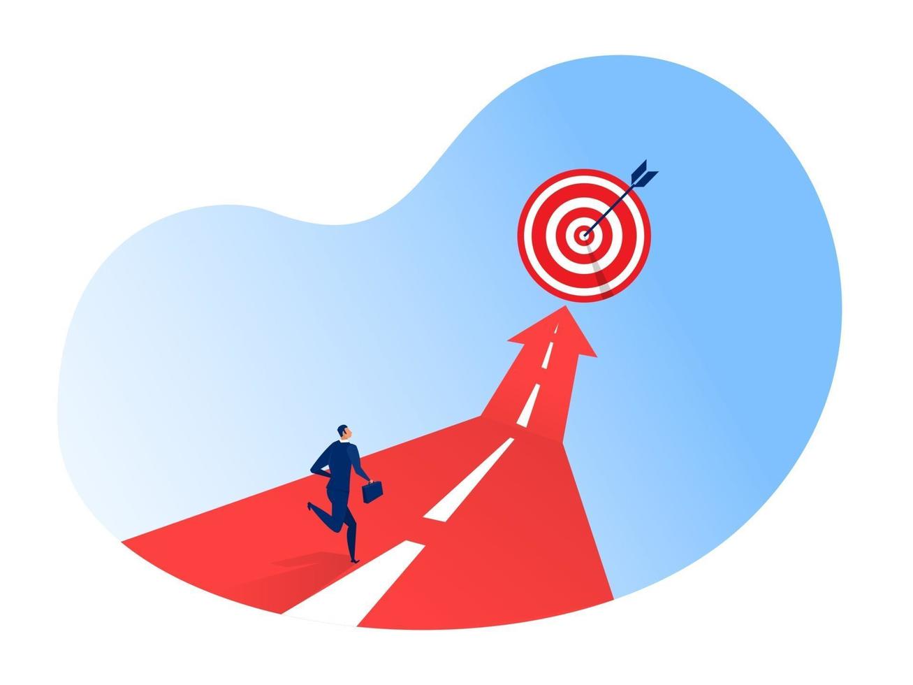 businessman running on the arrow forward success vector illustrator.