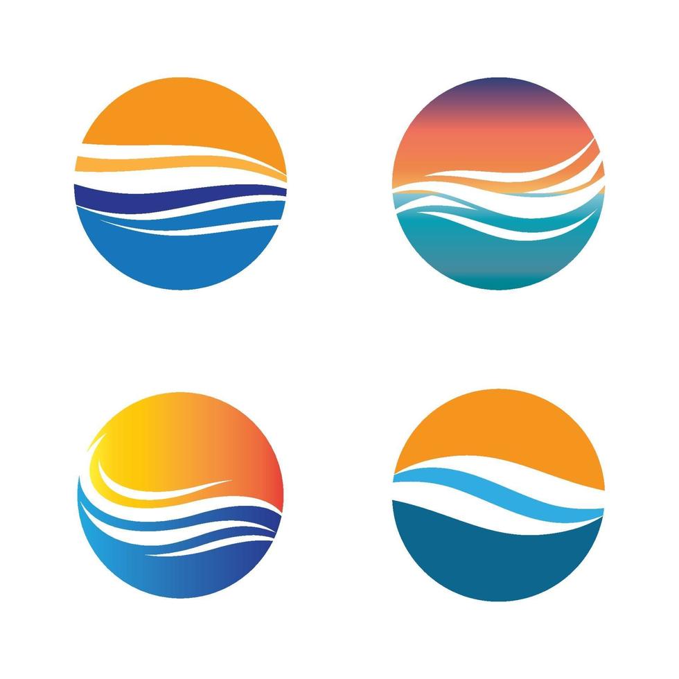 Sunset beach logo images set vector