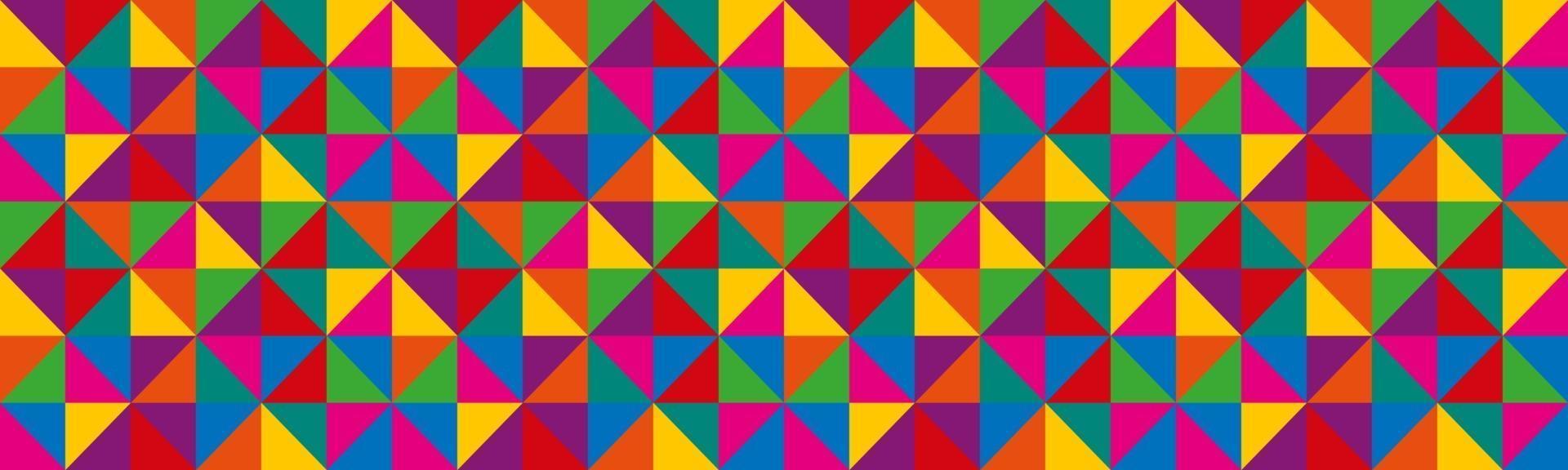 encabezado de triángulos vectoriales abstractos. bandera triangular geométrica colorida. patrón sin fisuras de formas geométricas. mosaico de colores vector