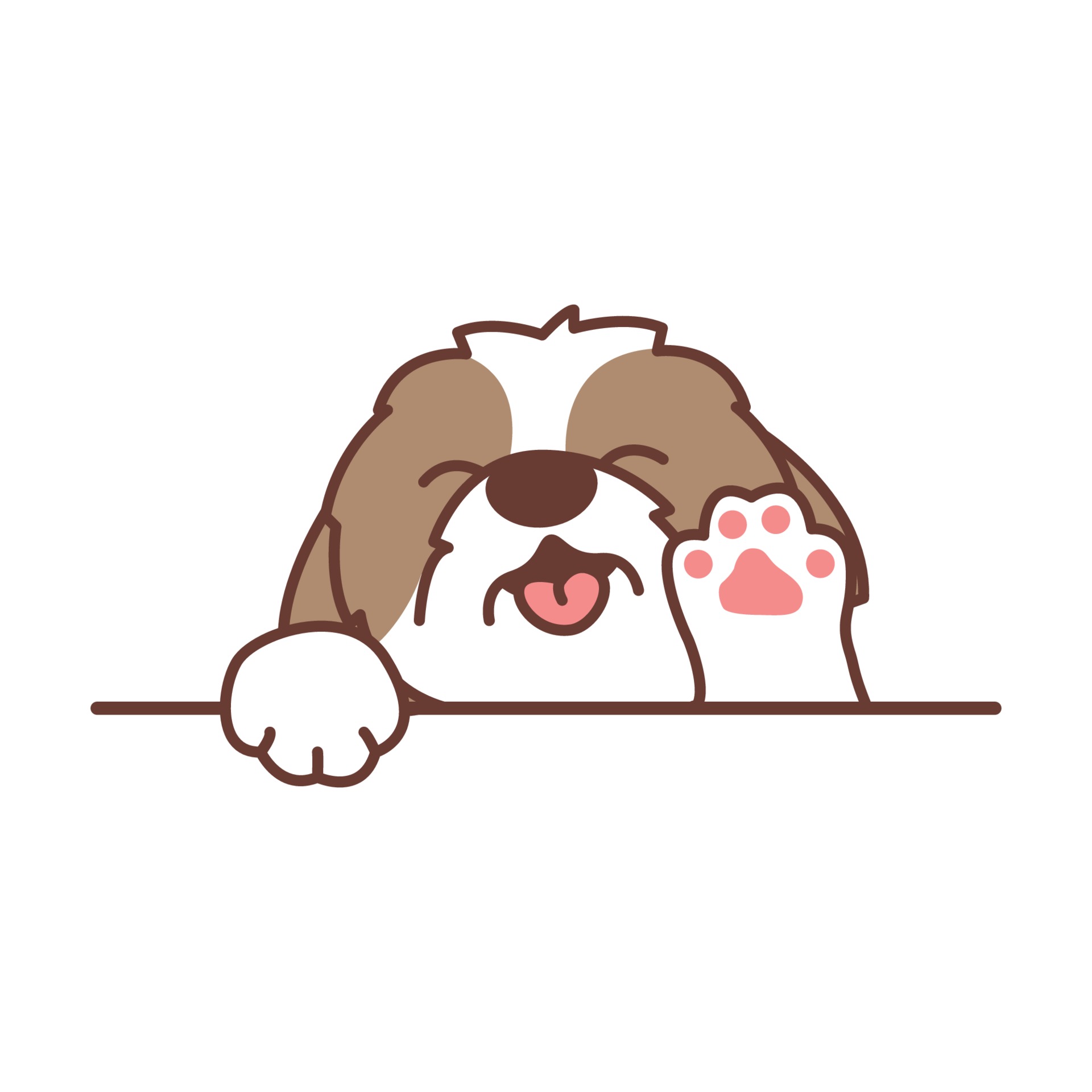 Cute shih tzu doh waving paw cartoon, vector illustration 2082585