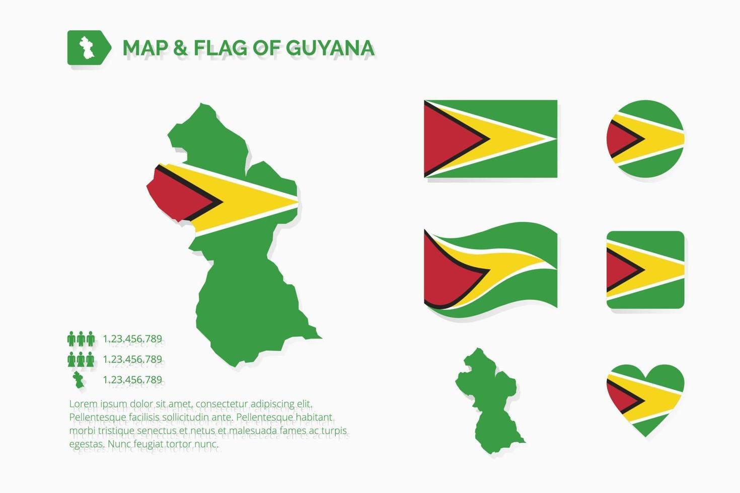 Map and flag of Guyana vector