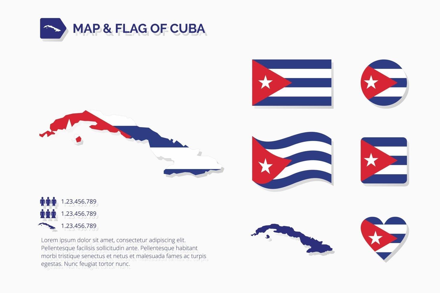 mapa y bandera de cuba vector