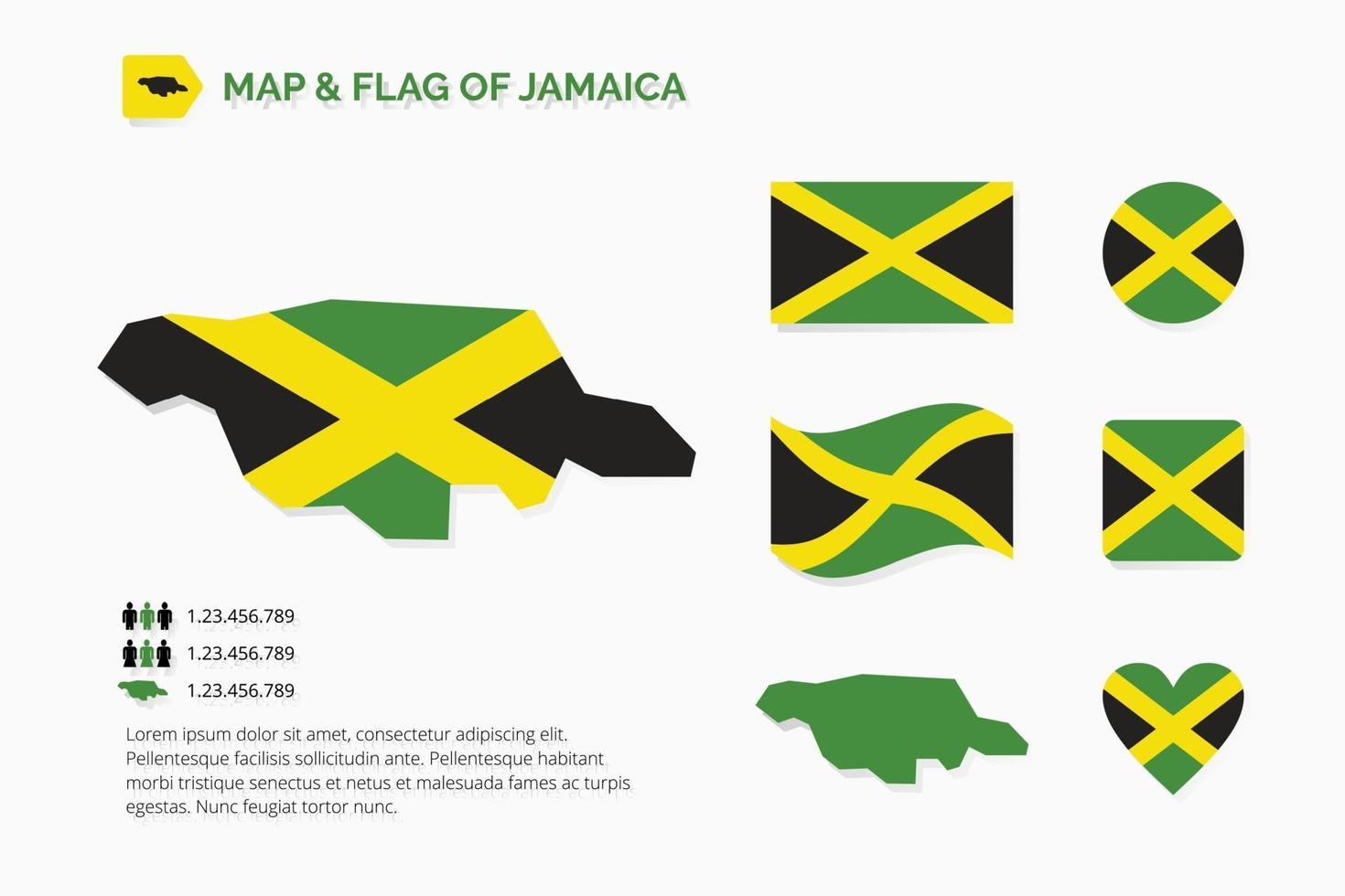 mapa y bandera de jamaica vector