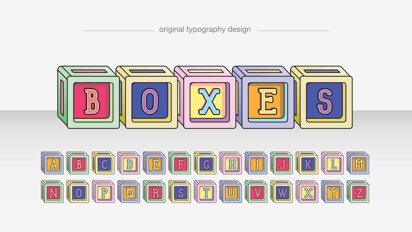 cubos de dibujos animados coloridos letras decorativas vector