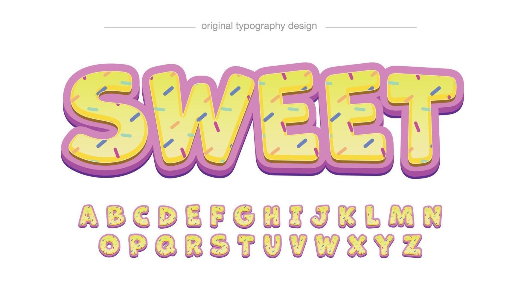 Yellow and Pink Donut Abstract Cartoon Typography vector