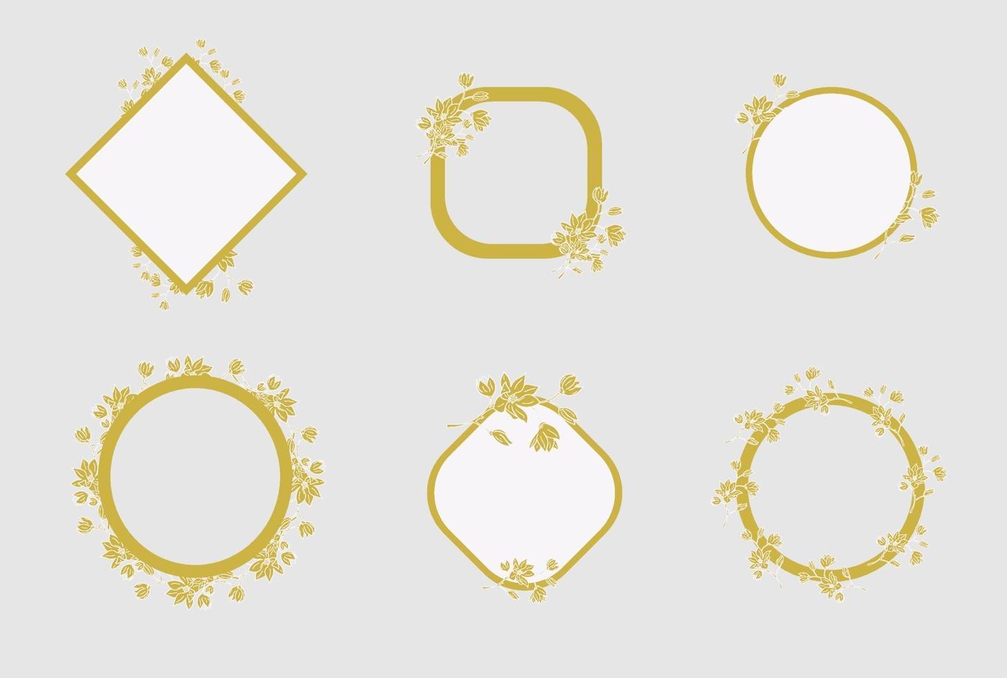 Botanical floral golen frame vector