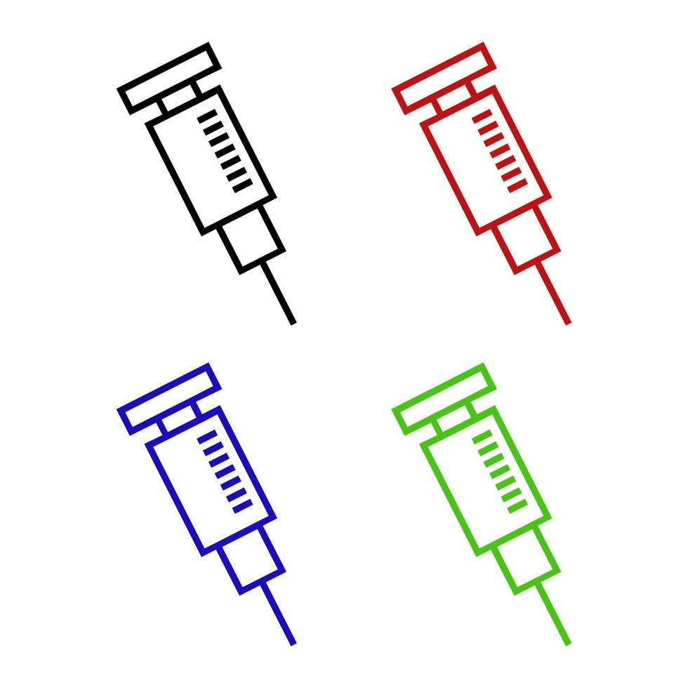 conjunto de jeringa sobre fondo blanco vector